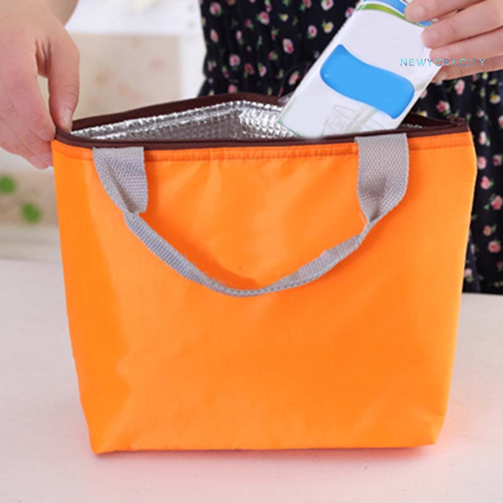 Túi Đựng Hộp Cơm Cách Nhiệt Màu Trơn Thiết Kế Di Động Tiện Dụng