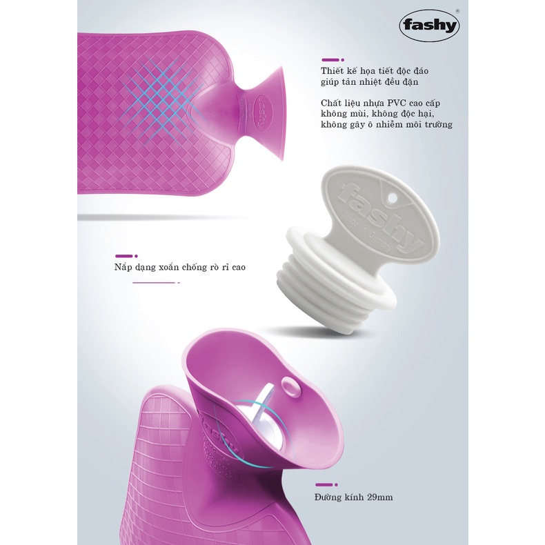 Túi chườm nóng cho người lớn và trẻ em Fashy Germany - Giúp giảm đau và giữ ấm cho cơ thể, túi đúc nguyên khối siêu bền