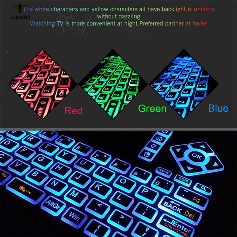 UQ Q9s Bluetooth Wireless Mini Keyboard Colorful Backlit with Touchpad Q9 Air Mouse Remote Control