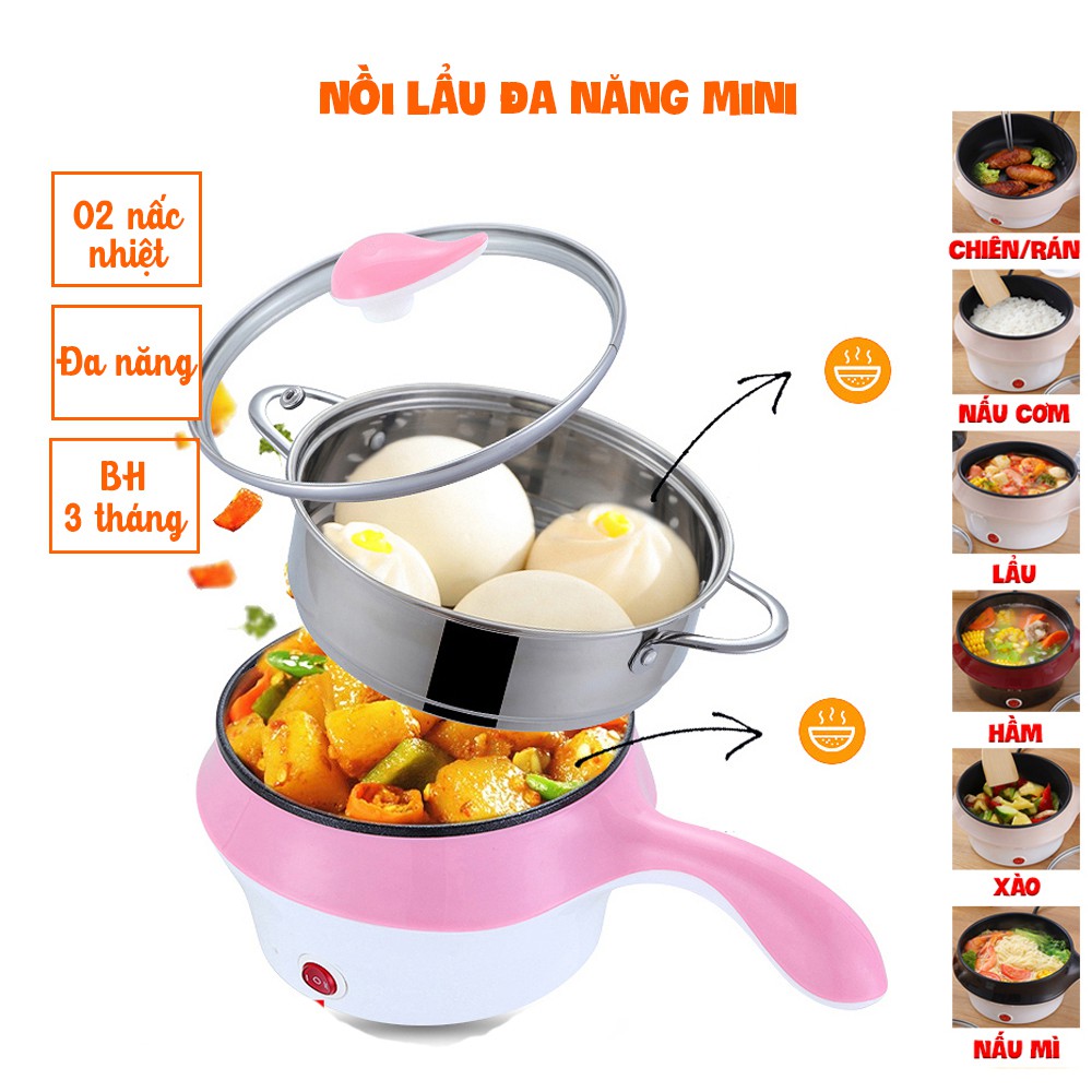 Nồi lẩu mini Kaizo Mart 2 CHẾ ĐỘ NHIỆT – Nồi nấu đa năng mini – Tặng phích cắm điện, Lì xì – BH 3 tháng