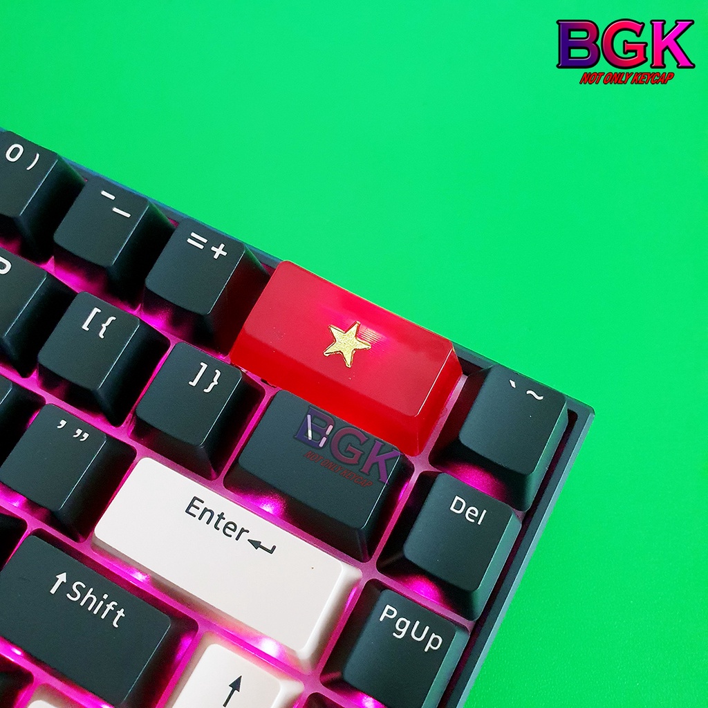 Keycap Lẻ Cờ Đỏ Sao Vàng Việt Nam cực đẹp OEM 2U profile ( keycap resin độc lạ )( Keycap Artisan )