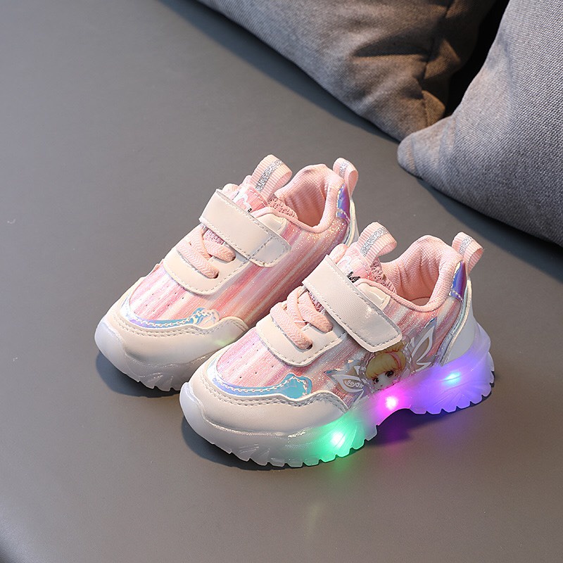 Giầy thể thao công chúa có đèn LED hàng Quảng Châu cao cấp cho bé gái mã K-28