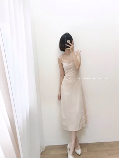 Váy 2 dây hồng nude (ảnh hồng nude)
