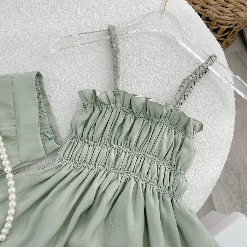 Set bộ áo babydoll 2 dây nhún ngực kèm short trắng