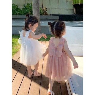 Váy ren bướm hồng trắng