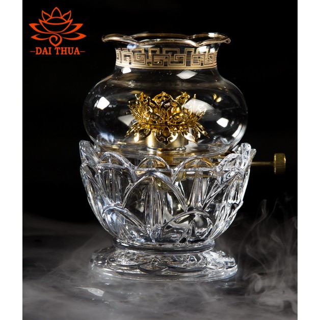 [HÌNH THẬT] ĐÈN DẦU THỦY TINH ĐẾ PHA LÊ CAO CẤP