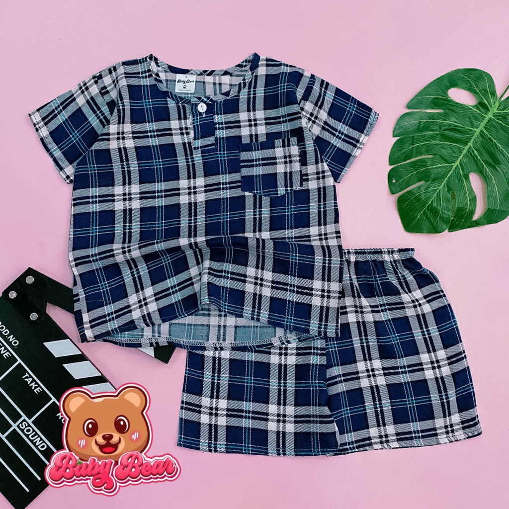 Bộ quần áo bé trai cộc tay vải tole, lanh 2 da loại 1 mềm, mịn, thoáng mát, ít co rút, hàng Việt Nam Baby Bear