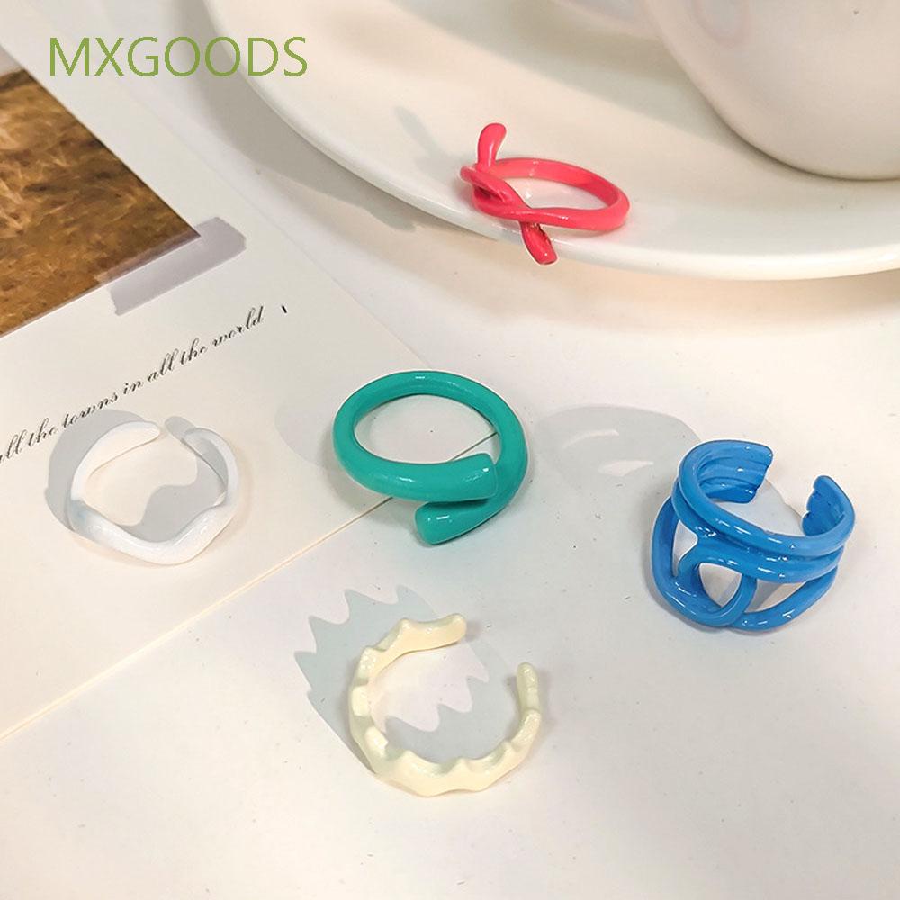 Nhẫn đeo ngón tay kim loại dạng hở điều chỉnh được màu sắc kẹo ngọt thời trang dành cho cả nam và nữ