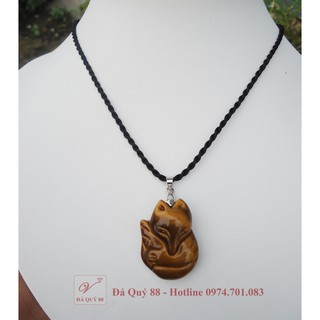 Mặt dây chuyền hồ ly 9 đuôi đá thạch anh mắt hổ vàng tự nhiên