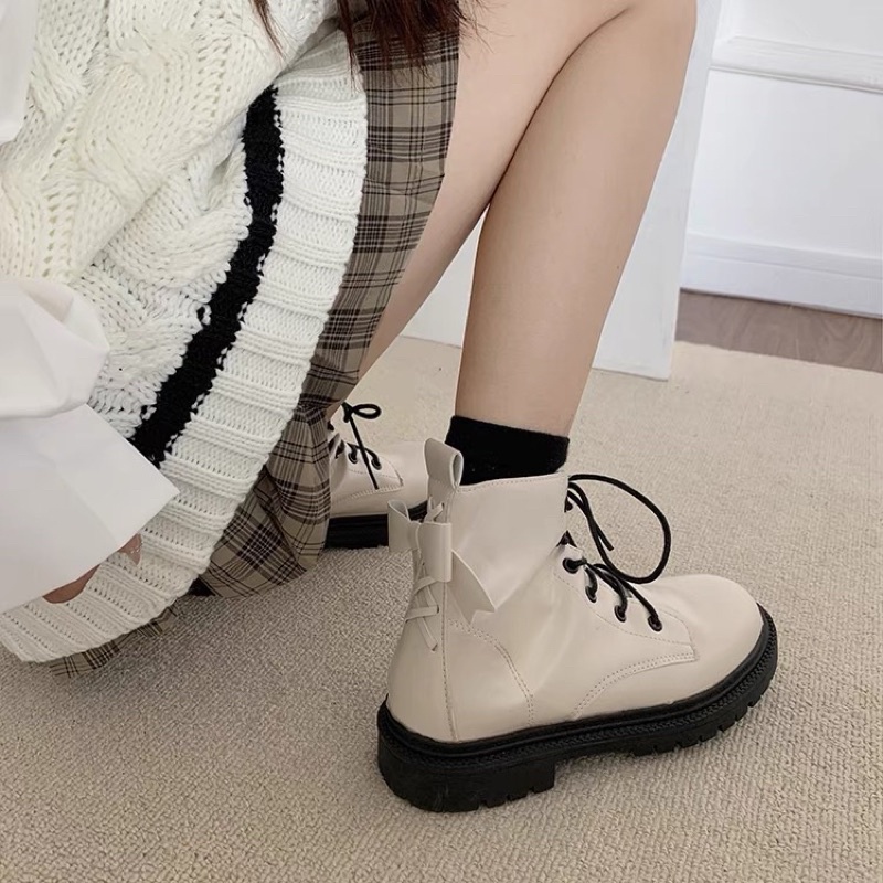 Boots cao cổ có 2 màu phong cách Lolita đính nơ dễ thương
