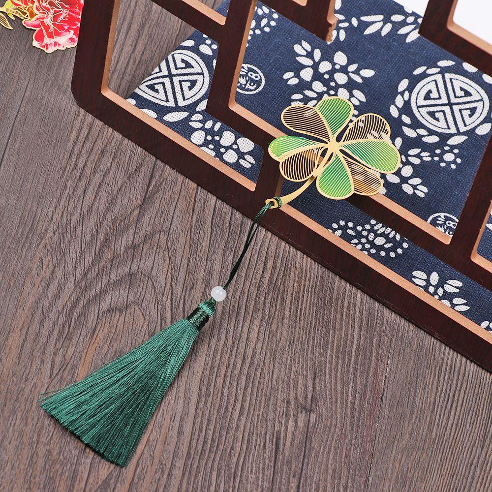 Thẻ Đánh Dấu Trang Sách Bằng Đồng Thau Màu Cầu Vồng Phối Tua Rua Phong Cách Trung Hoa Cổ Điển