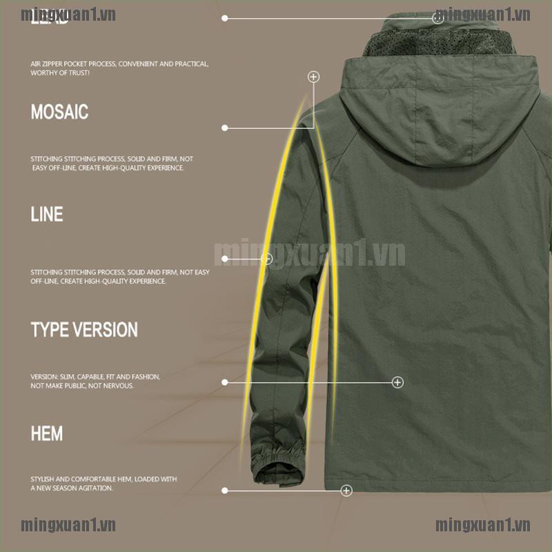 Áo khoác nam có mũ chống thấm nước chống gió mặc ngoài trời/leo núi/đi mưa | BigBuy360 - bigbuy360.vn