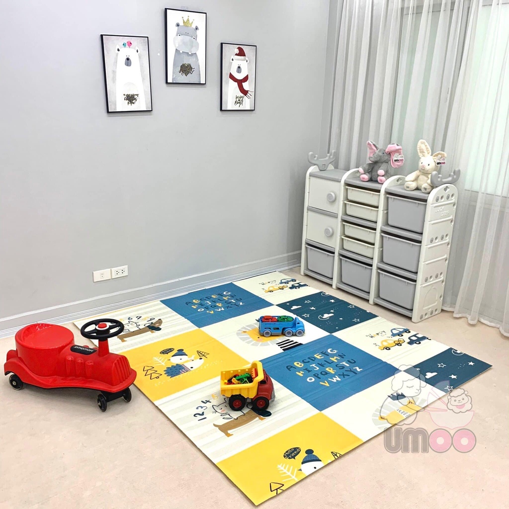 Thảm Xốp Gấp Gọn XPE chính hãng UMOO Mẫu Mới 2024 dày 1,5 cm cho bé tập bò nằm chơi