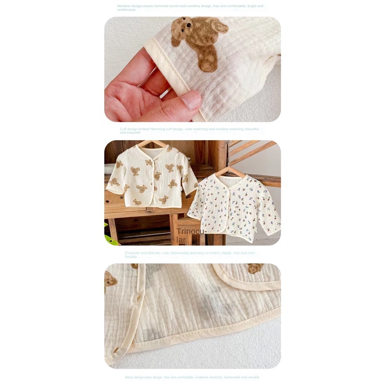 Áo Khoác cardigan Chống Muỗi Thoáng Khí Họa Tiết Gấu Xinh Xắn Theo Phong Cách Mùa Hè Hàn Quốc Dành Cho Bé