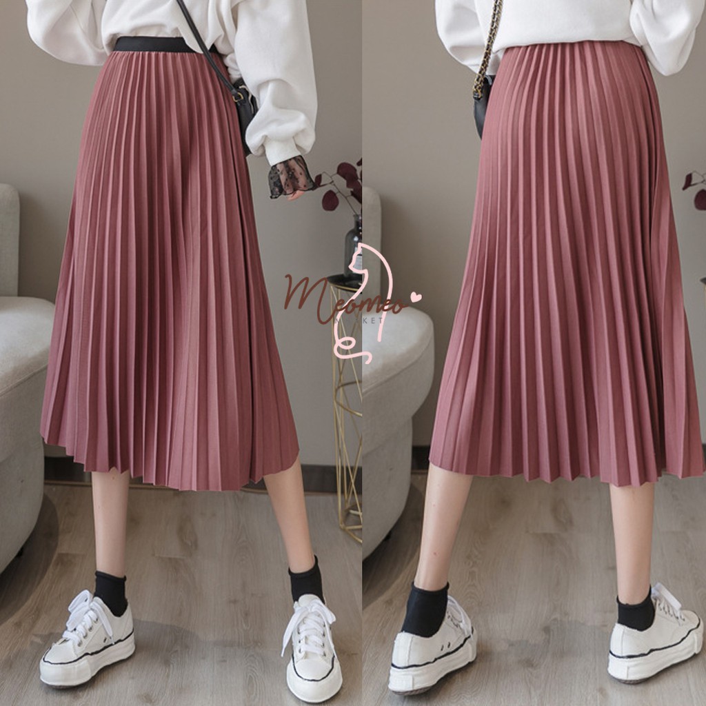 Chân váy xếp ly midi dáng dài Vintage - [Ảnh Thật] Chân váy dài midi xếp li siêu hot [Hàng thiết kế] | BigBuy360 - bigbuy360.vn