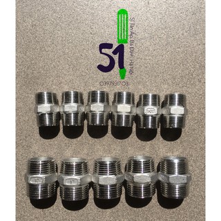 Kép inox cỡ 20 (hoặc cỡ ren 27mm) & 26 (hoặc cỡ ren 34mm) | Nối 2 đầu ren ngoài inox