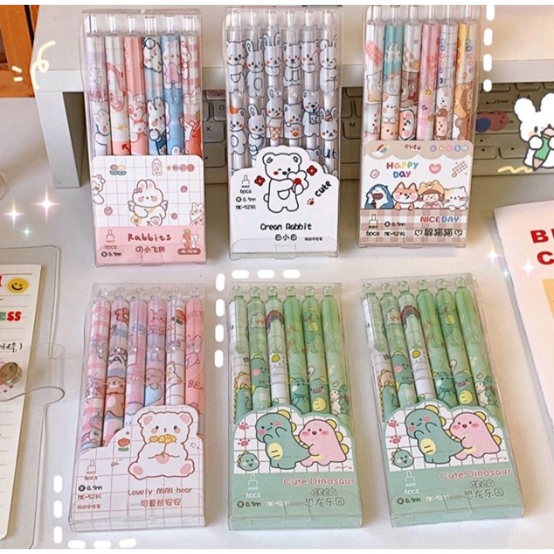 💚Set 6 bút bi đen mẫu xinh cute nhộn nhịp🥰