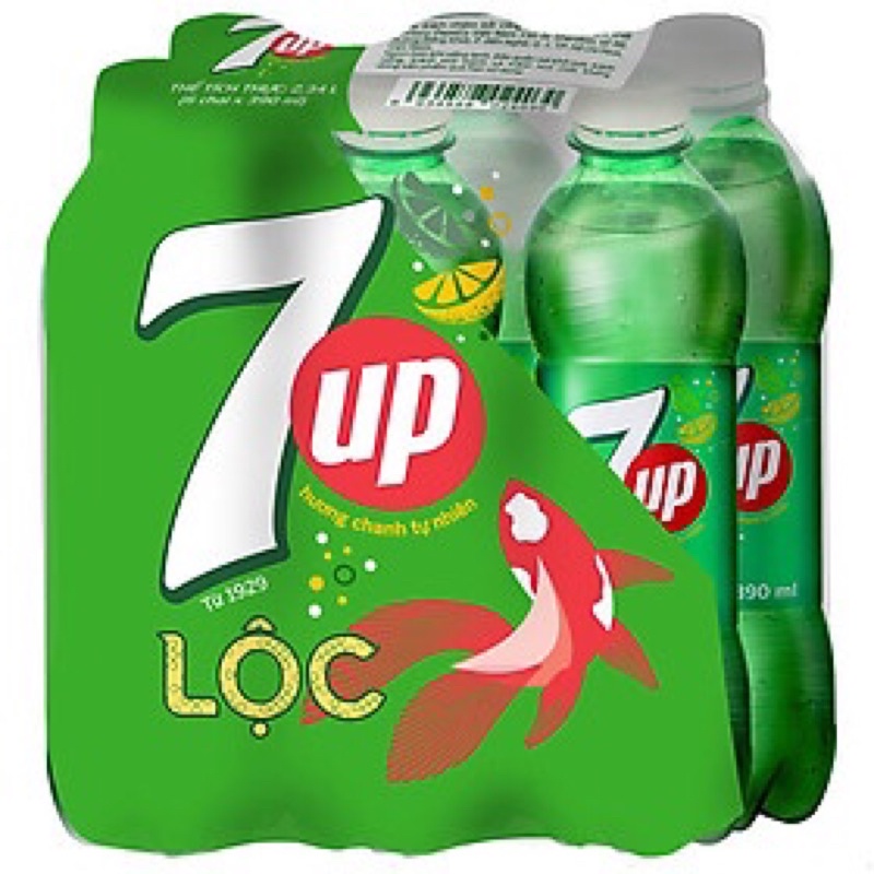 Lốc 6 chai nước ngọt 7 Up vị chanh 390ml