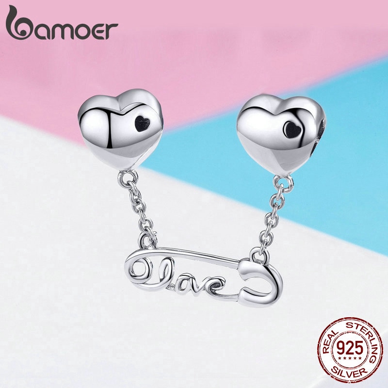 BAMOER Dây Chuyền Bạc 925 Mặt Hình Trái Tim Và Chữ Cái Thời Trang Cho Nữ