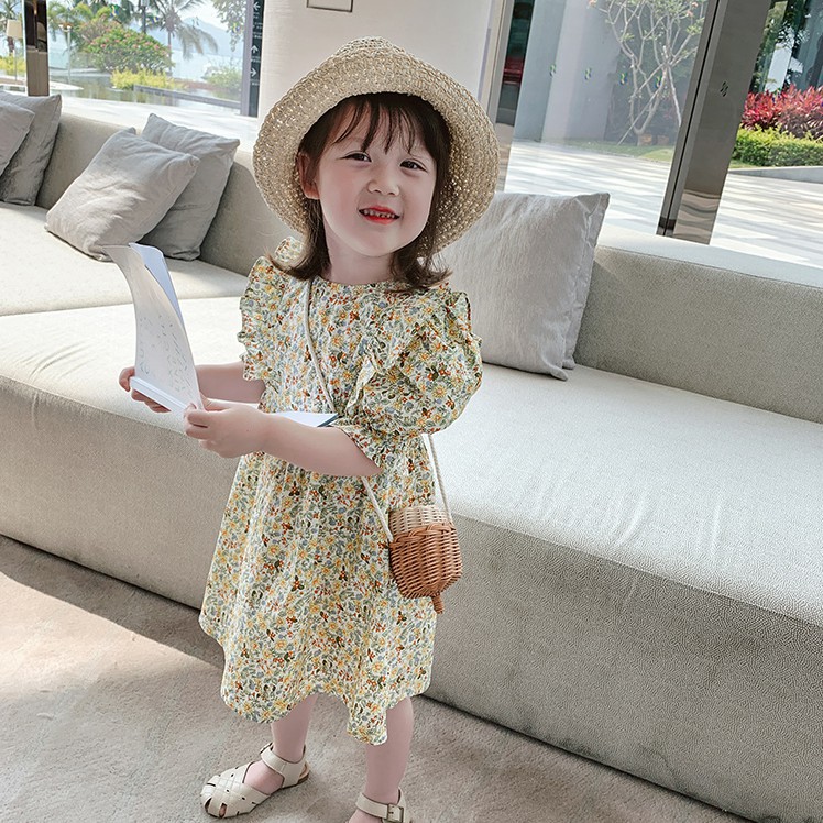 Đầm Cotton In Hoa Thời Trang Mùa Hè Cho Bé Gái