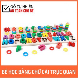 Bộ học đếm số và chữ cái bậc thang 3 in 1 - đồ chơi gỗ