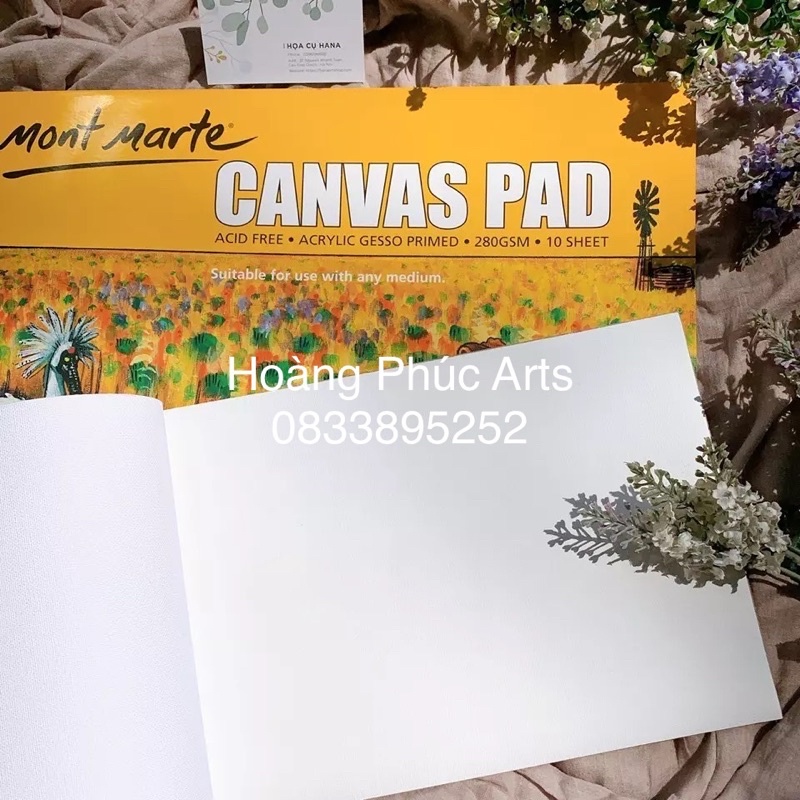 Toan vải vẽ, canvas dạng sổ Mont Marte , Canvas Pad Mont Marte các size A5/A4/A3 - tập 10 toan, 280gsm