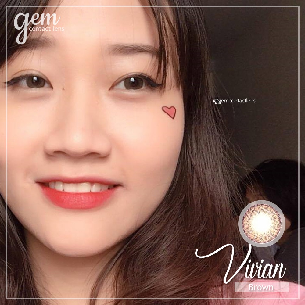 Áp Tròng Giãn Nhẹ VIVIAN BROWN Ẩm Cao 55% HSD 6Tháng Lens Nâu Rêu LạnhTự Nhiên Đi Học Đủ Độ Có Lệch Phù Hợp Mắt Nhạy Cảm