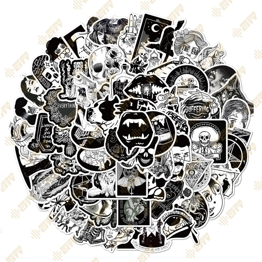 𝟒𝟖 𝐒𝐭𝐢𝐜𝐤𝐞𝐫 phong cách Gothic Gothic graffiti dán laptop vali điện thoại chống thấm nước - Mediacity