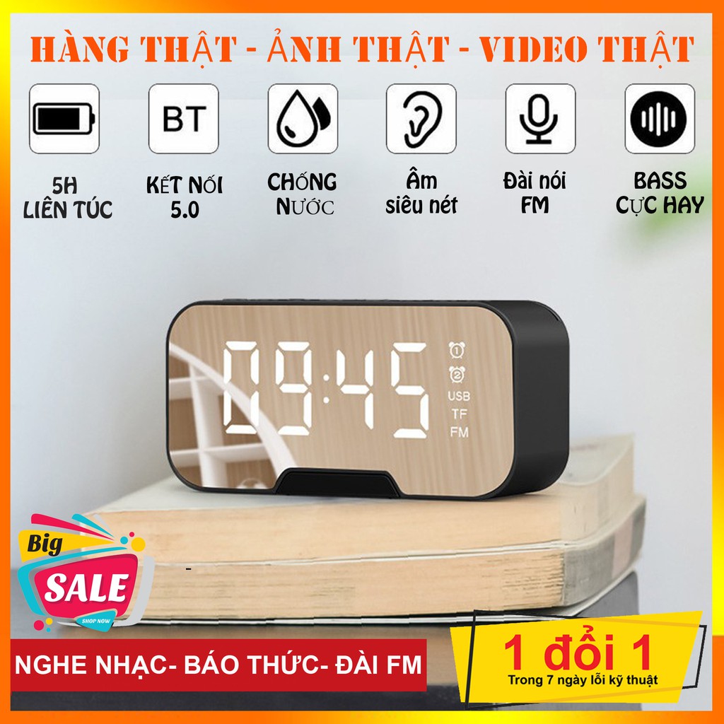 Loa bluetooth G10 Mặt Gương Hiển Thị Đèn Led - Loa Bluetooth - Đài FM - Đồng Hồ Báo Thức 3 in 1 SIÊU HOT