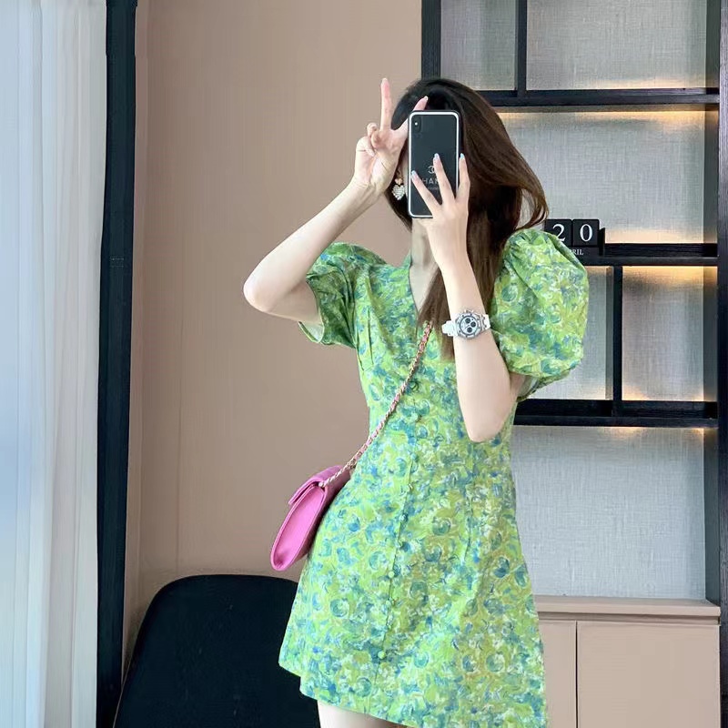 váy xanh bơ đầm bigsize nữ đầm tay phồng đầm nữ váy chữ a ngắn váy hoa nhí vintage đầm khoét eo đầm đi tiệc váy tiểu thư sang chảnh váy cổ v váy đi chơi