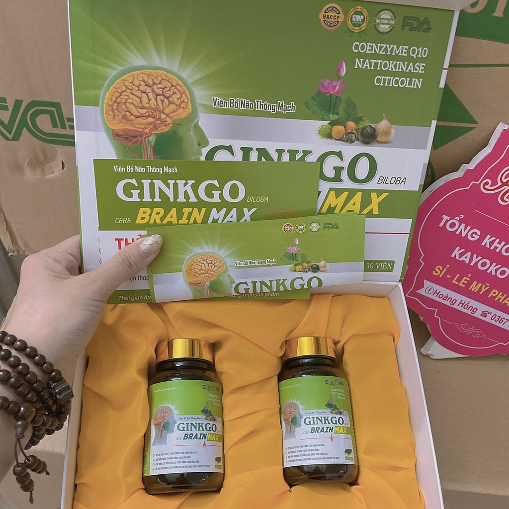 Viên Bổ Não GINKGO Biloba Brain Max Sét 2 Lọ x 30 viên