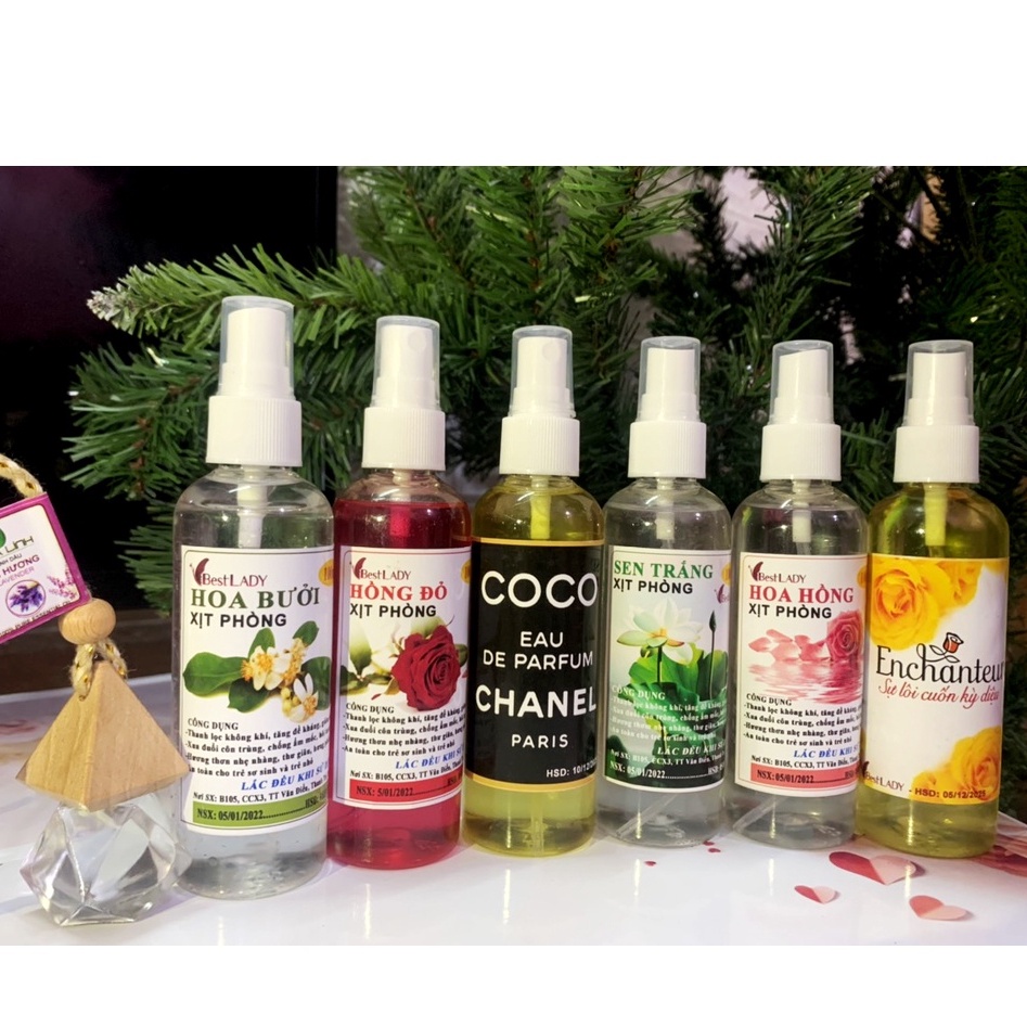 XỊT THƠM PHÒNG BestLady:  HOA HỒNG,HOA LY, OẢI HƯƠNG,SẢ CHANH...100ML/ tự chọn mùi