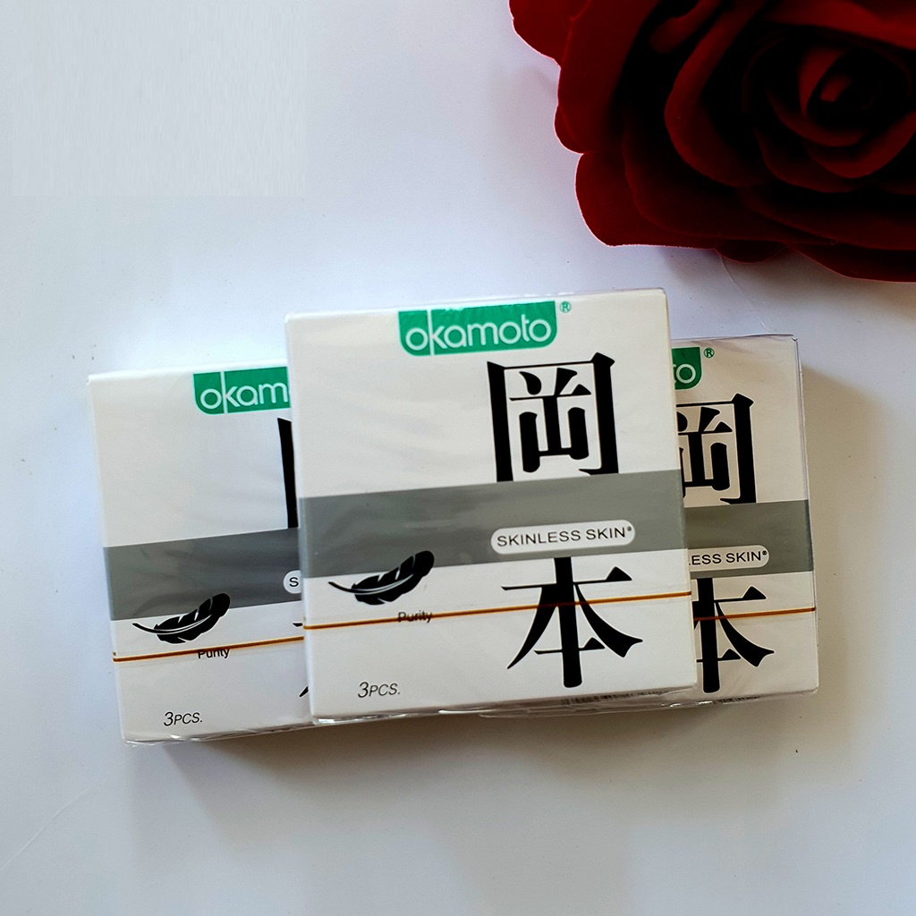 Bao cao su siêu mỏng tinh khiết Okamoto Purity - bcs hộp 3 chiếc