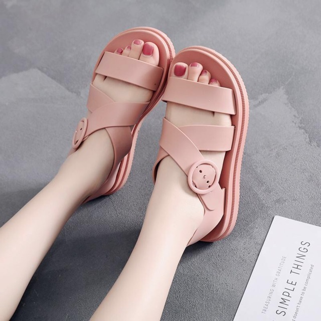 [Mã FASHIONGREEN264 giảm 10% tối đa 30k đơn từ 99k] Giày Sandal Nữ Nhựa Dẻo Đi Mưa Kapu (Đen, Hồng, Kem) - M800