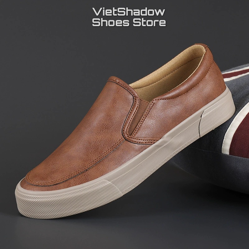 Giày lười nam slip on thương hiệu Shanbu - Chất liệu da PU, đế cao su 4 màu tuyệt đẹp - Mã SP 21879M/21318