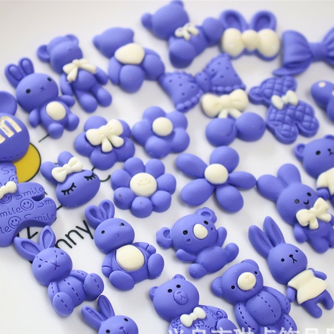 Charm (C417) slime/ Dụng Cụ Charm Trang Trí [Ko Keo &amp; Nút] Ảnh Sinh Động Màu Xanh Lam Độc Đáo