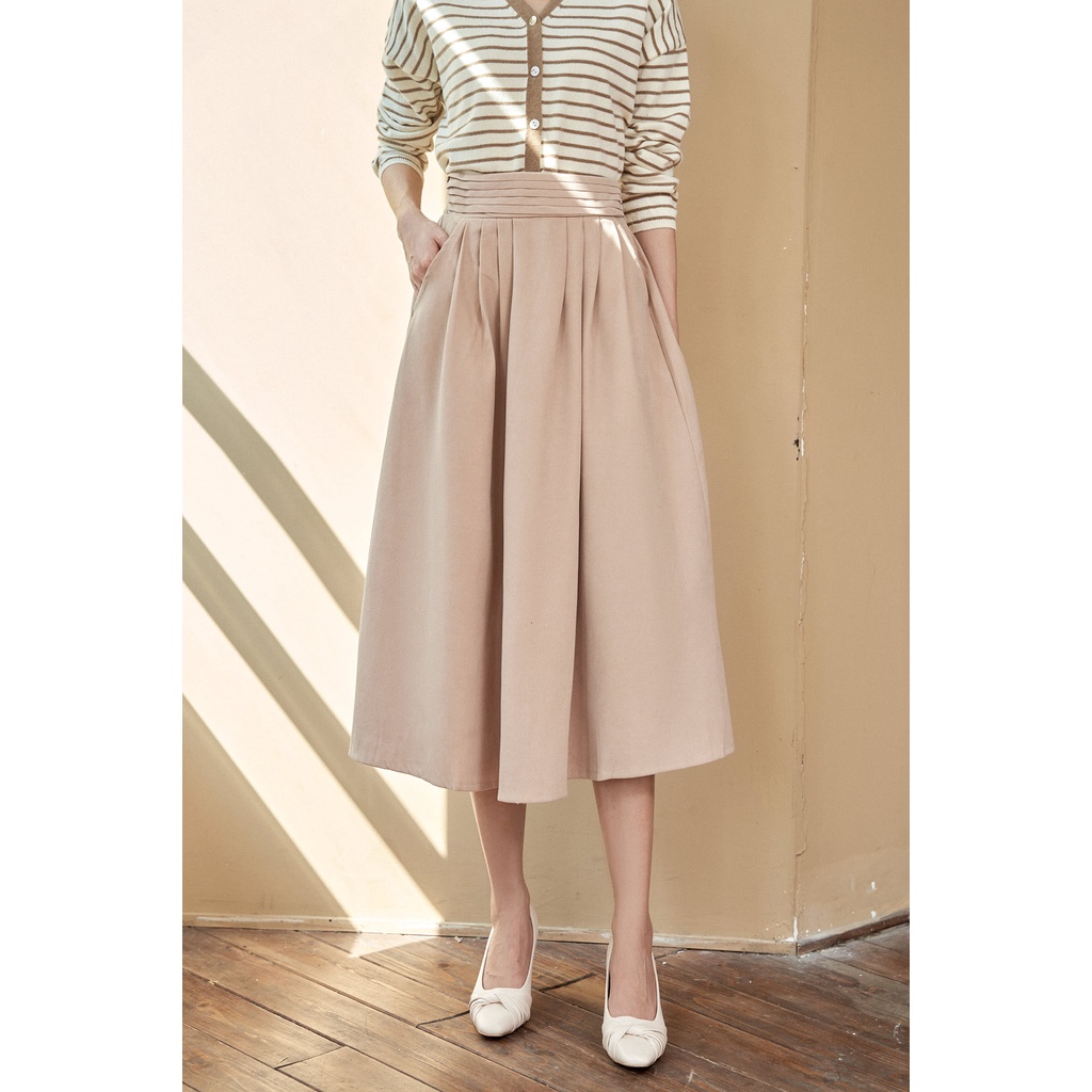 Chân váy dáng dài xoè cạp ly ngang chun sau 2 túi TIINSTORE G21101 | BigBuy360 - bigbuy360.vn