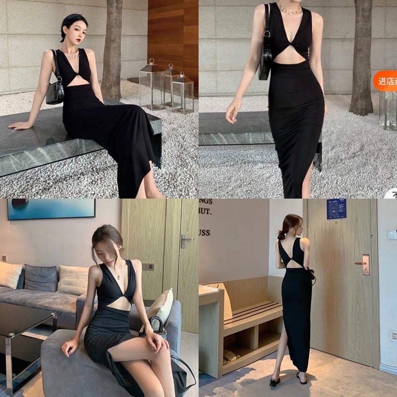 Đầm Sát Nách Ôm Body Dáng Dài Xòe Thiết Kế Đan Xoắn Sau Lưng Siêu Ấn Tượng D060 | BigBuy360 - bigbuy360.vn