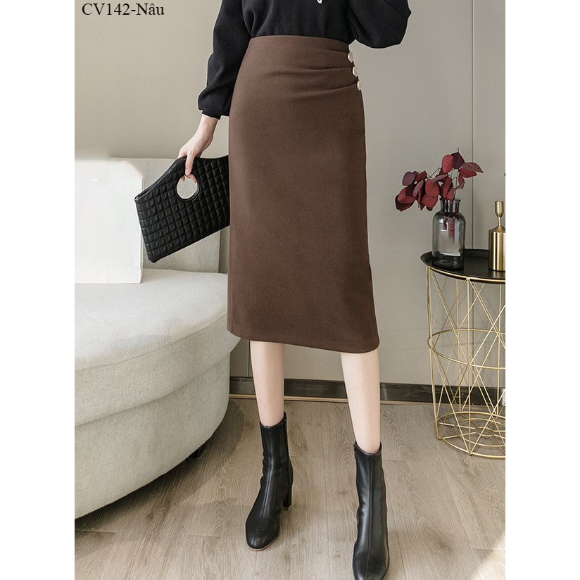 CV142- Chân váy umi xếp ly 3 nút | BigBuy360 - bigbuy360.vn