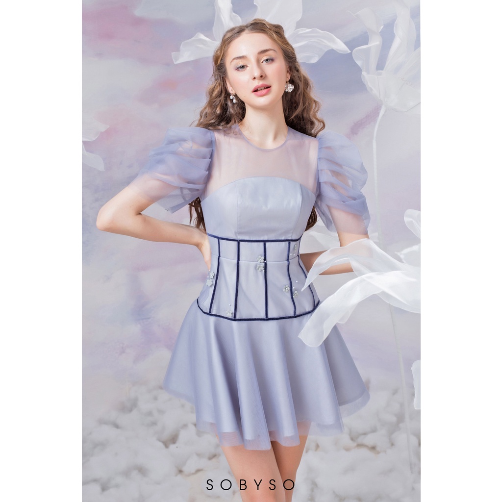 SO BY SO - LAUREN Đầm phối ren tay phồng