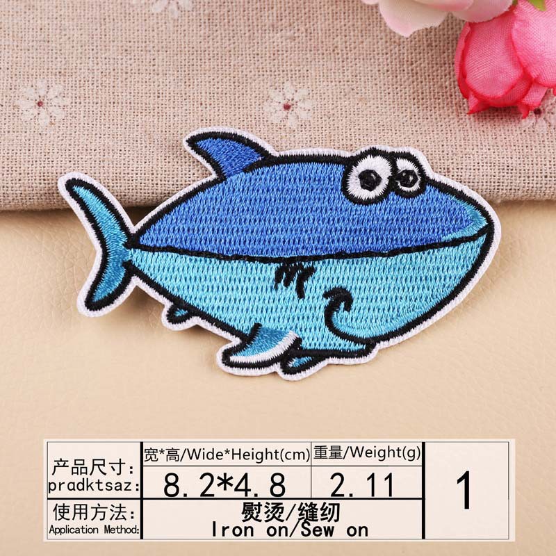 Sticker Ủi Thêu Hình Cá Mập