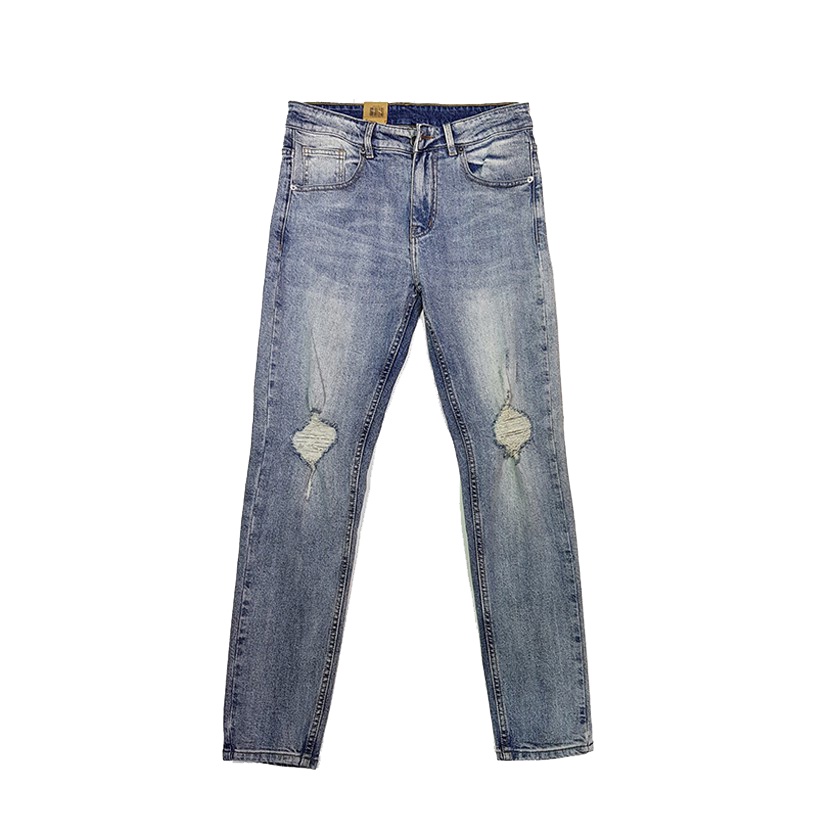 Quần jean nam xanh rách gối Form skinny Chất jean co dãn cao cấp Thesix Studio  [#BT-787-R] | BigBuy360 - bigbuy360.vn