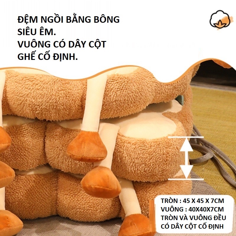 [ MẪU MỚI ] GỐI TỰA LƯNG / NỆM LÓT GHẾ / ĐỆM NGỒI BỆT I&quot;M TOAST VẢI NHUNG ÊM MỊN CAO CẤP ĐX1351