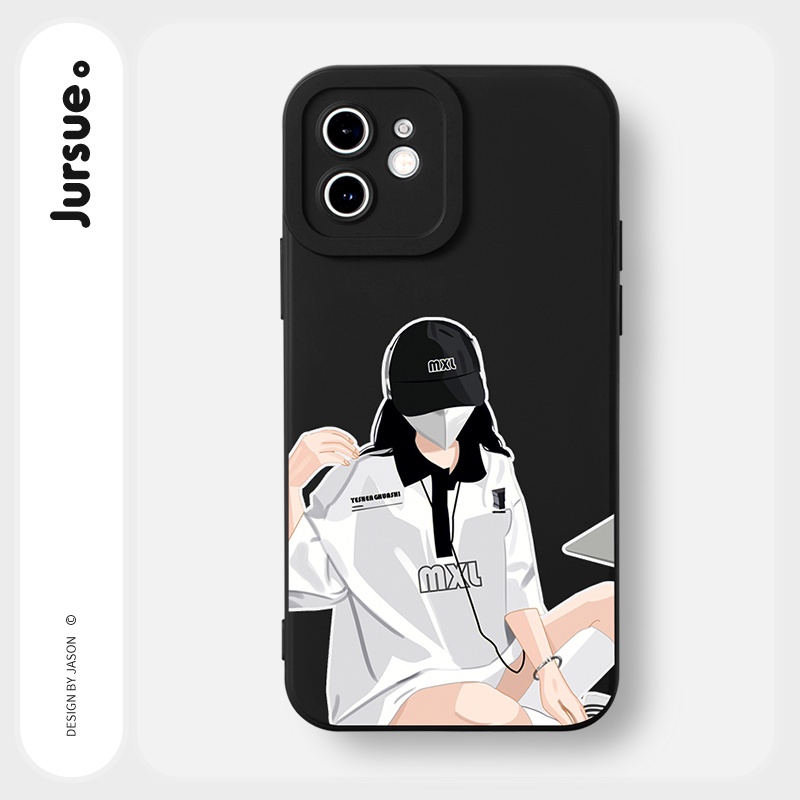 Ốp lưng JURSUE hoạt hình cặp đôi dễ thương đẹp nam nữ Cho iPhone 14 13 12 11 Pro Max SE 2020 X XR XS 8 7 ip 6S 6 Plus Y2222