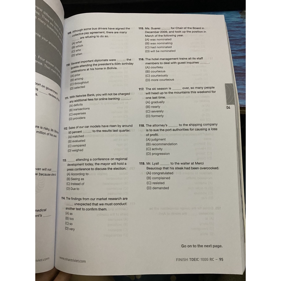 Sách - Finish Toeic 1000 RC : Reading Comprehension , Listening ( Nhân Trí Việt )