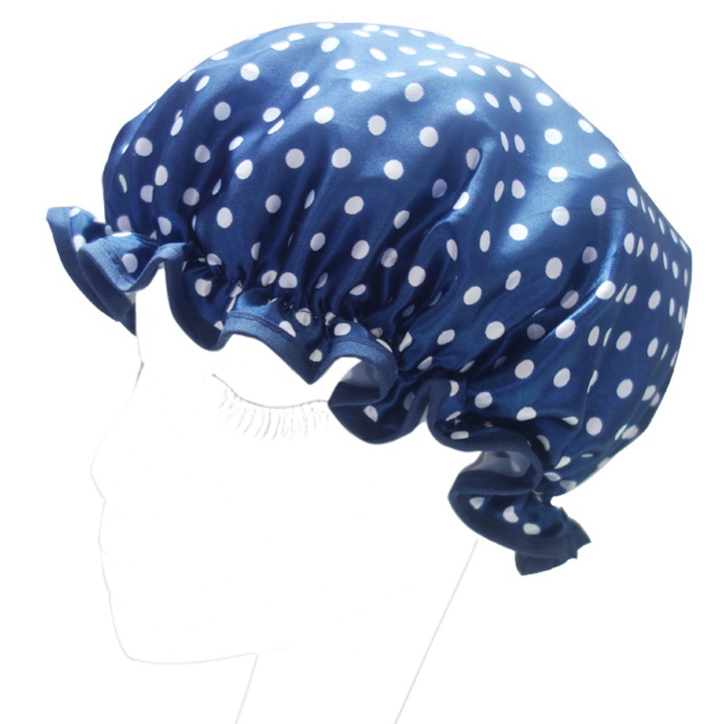 Mũ Trùm Tóc Khi Tắm Hai Lớp Chống Nước In Họa Tiết Chấm Bi Và Hoa Cho Nữ