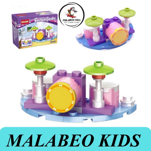 Mô hình lắp ghép, đồ chơi xếp hình MALABEO KIDS,  ghép hình dụng cụ âm nhạc/ bàn trang điểm nhiều chi tiết