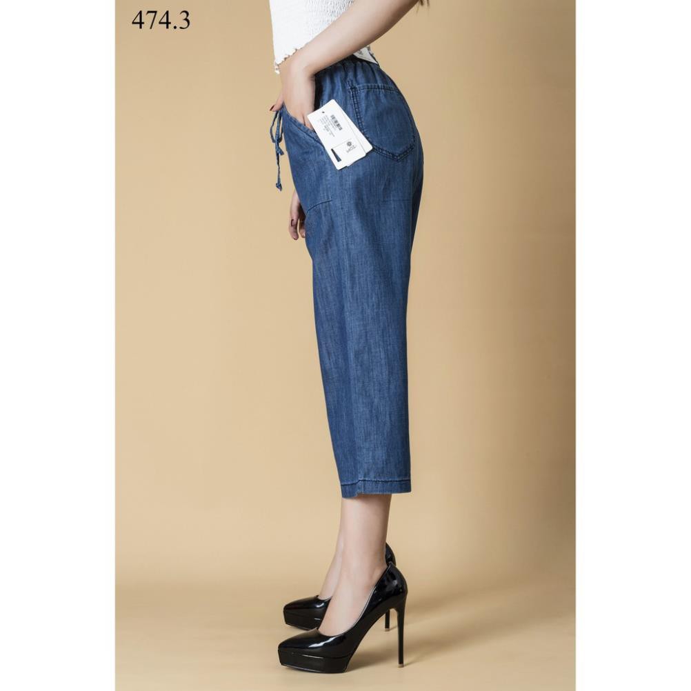 Quần jeans giấy lửng nữ ống rộng Baggy cực đẹp cạp chun trơn hàng hiệu cực đẹp ་