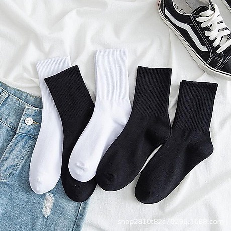 Tất cổ cao nam nữ, tất nữ nam nhún chất liệu cotton mềm thoáng mát dễ phối đồ - zadola fashion