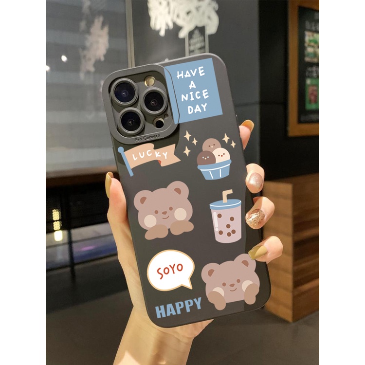 Ốp Điện Thoại Góc Vuông In Hình Gấu Đáng Yêu Cho Xiaomi Redmi Note 11 Pro 5G 11S 10 Pro 4G 10S Redmi 10C 9C A1